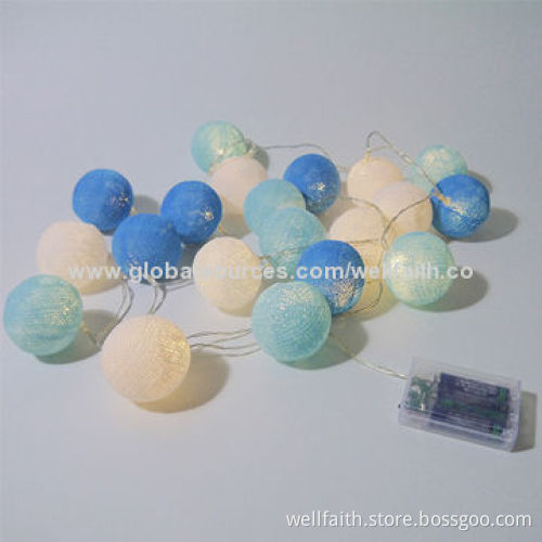 Battery Operated Fair Cotton Ball Copper String Light with Rainbow Color